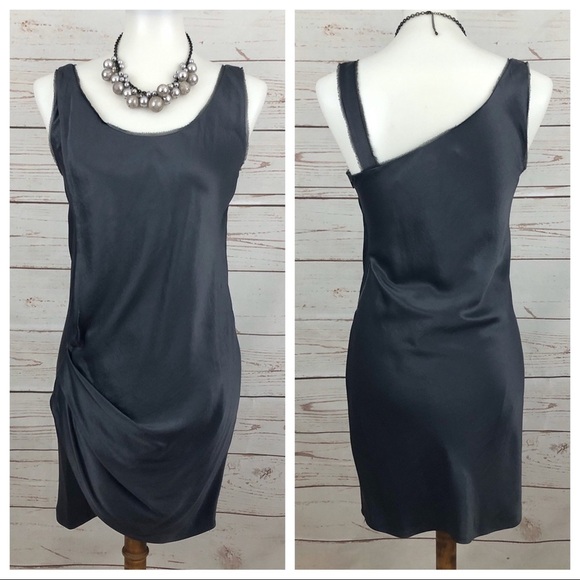 Helmut Lang Asymmetrical Draped Silk Cocktail Dress - Picture 1 of 8